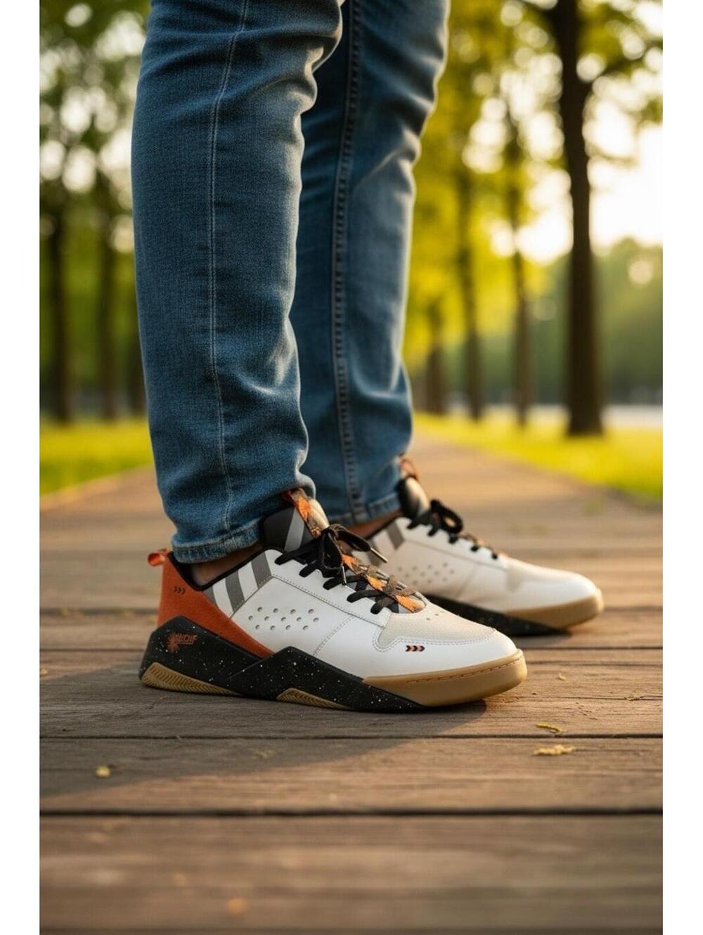 MSCHF 003 FORWARD Shoe Men's Low Top Lace-Up Sneaker White/Orange Size 13 NEW